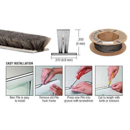 Cr Laurence High Density Window Pile - 1100' Roll .180 Pile Height ; .270 Backing Width with Fin - Black A11418BBL